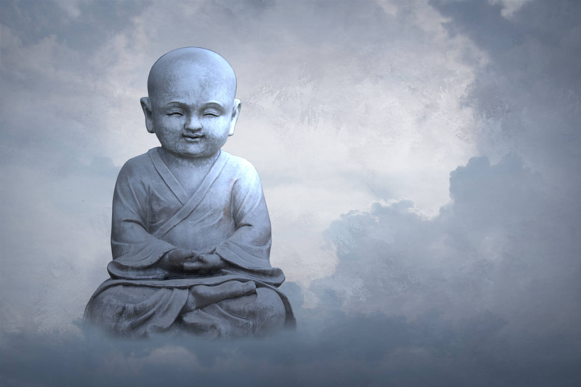 White Buddha In Cloud Background