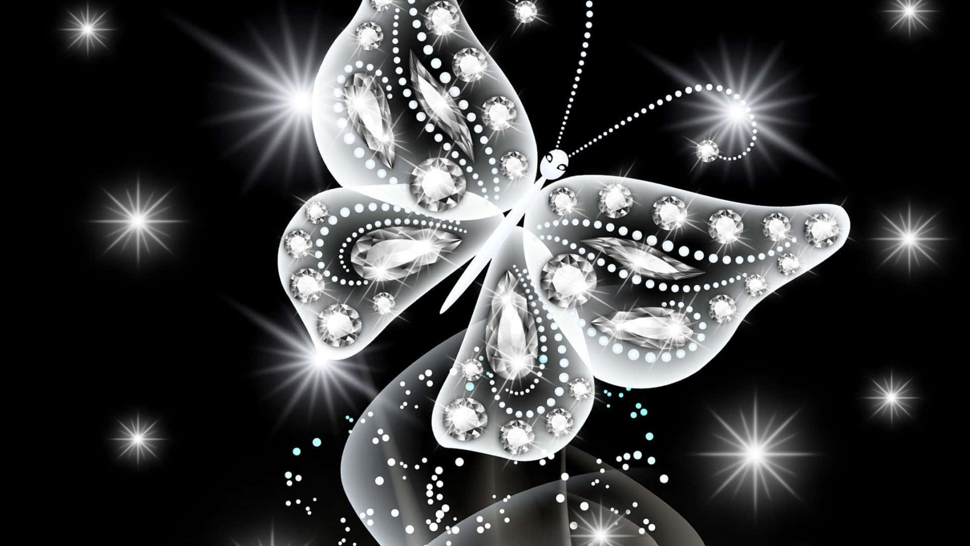 White Butterfly Majestically Fluttering Through The Air Background