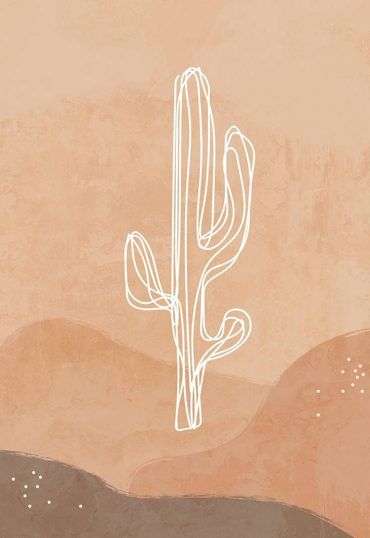 White Cactus Boho Iphone Background