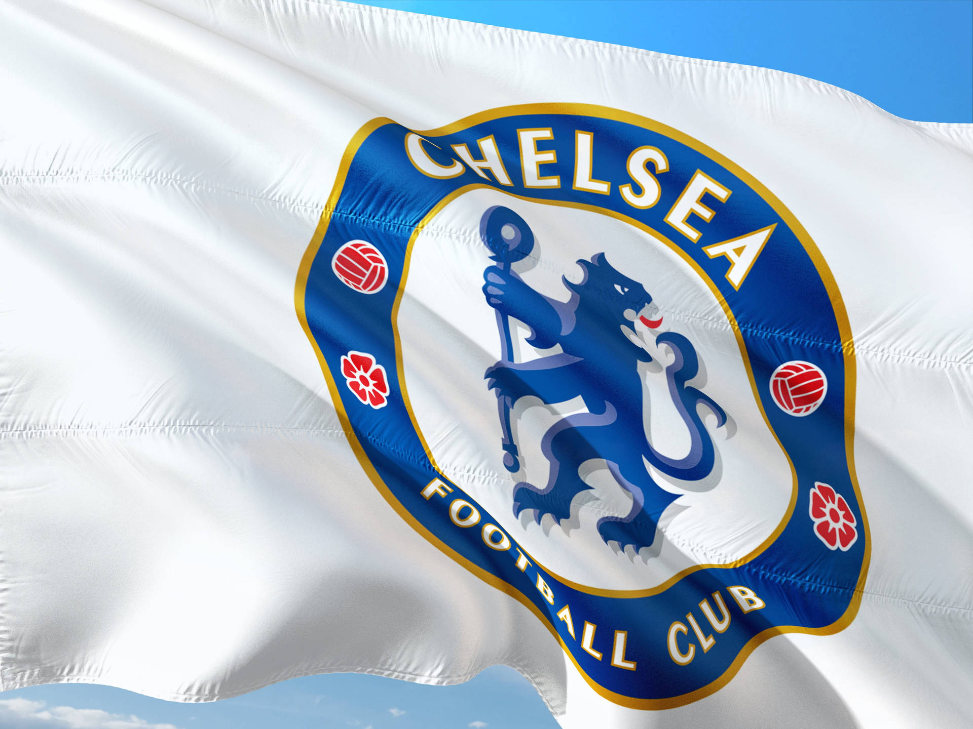 White Chelsea Fc Logo Flag Background