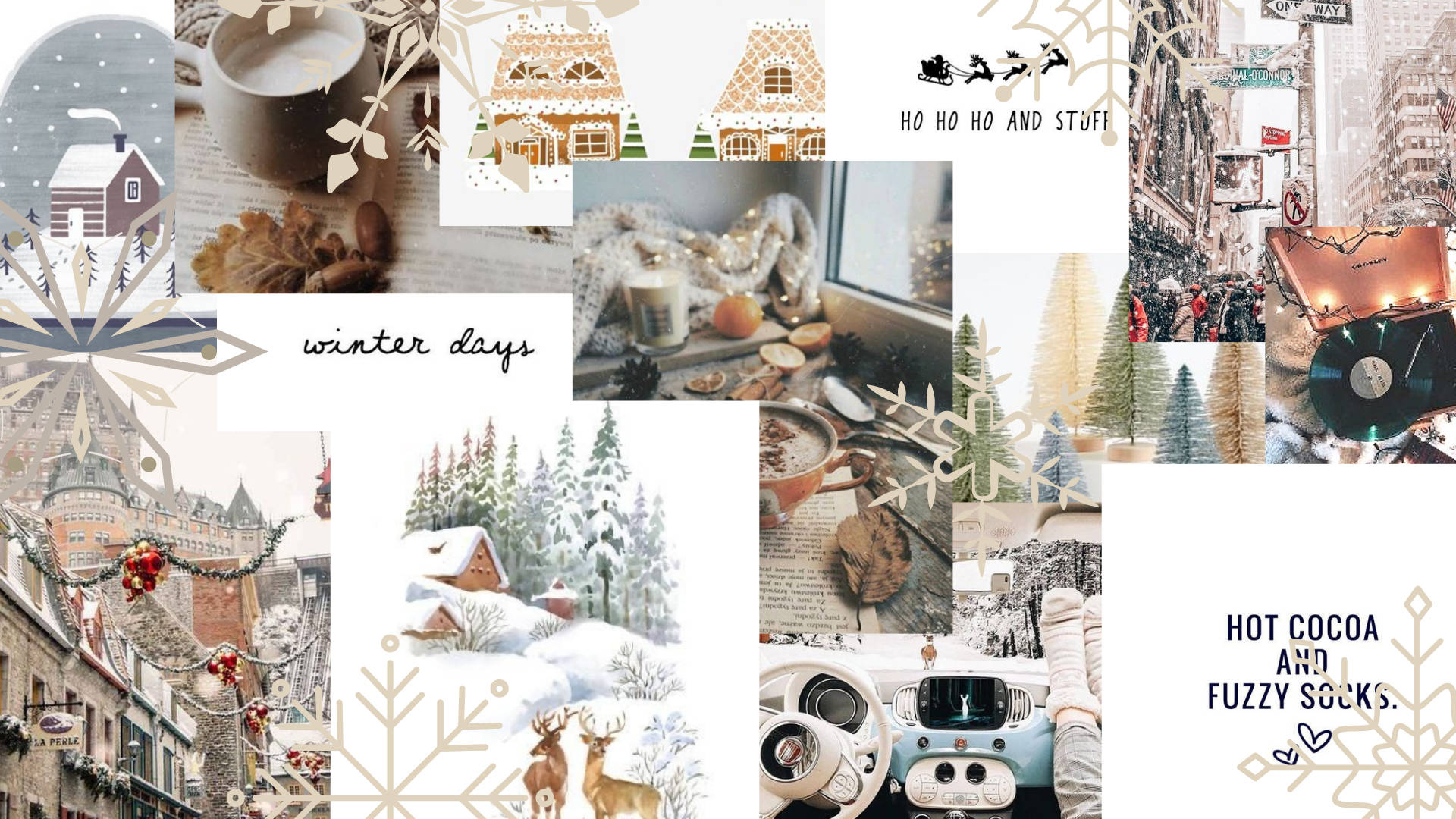 White Christmas Collage Background