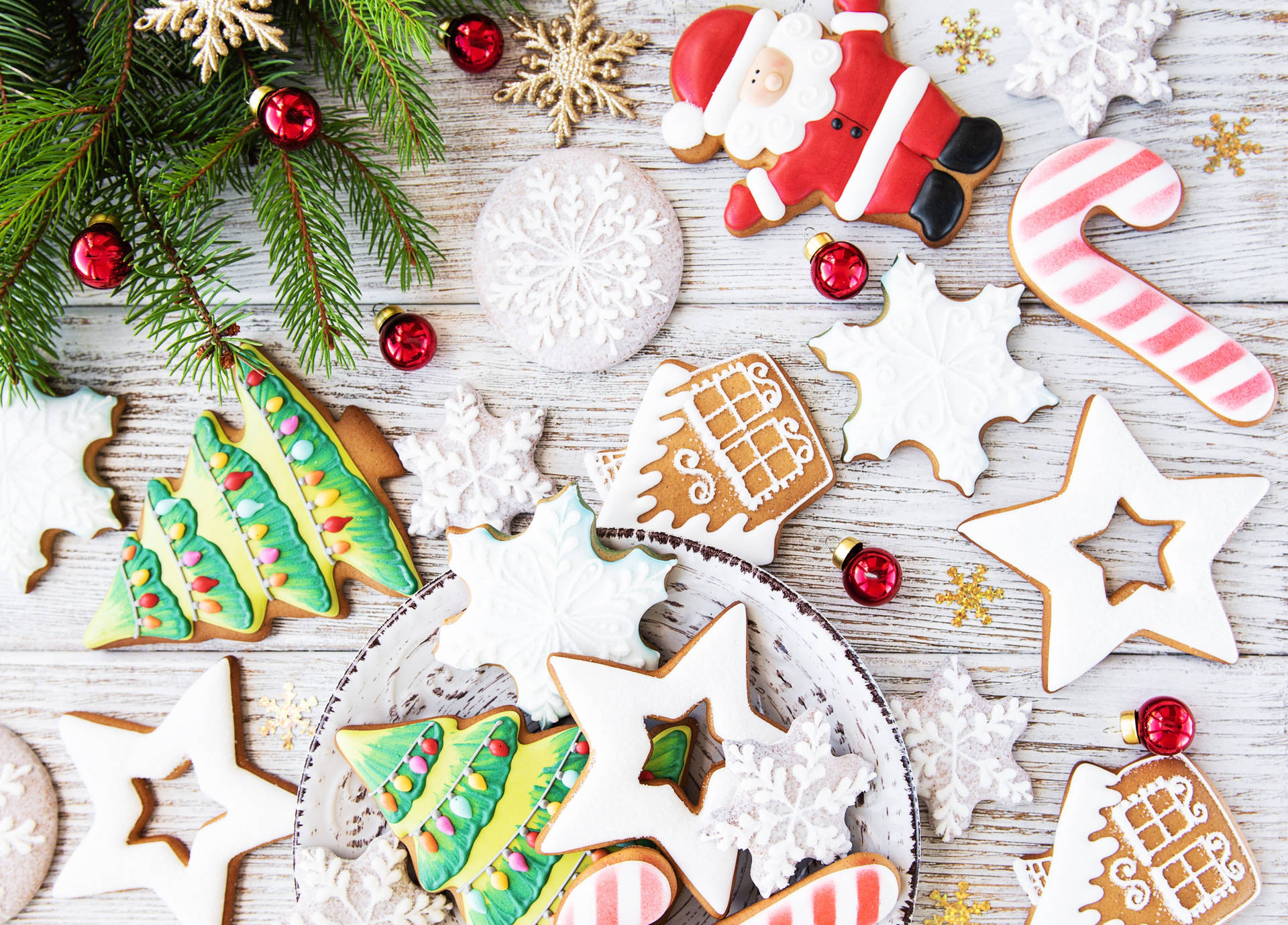 White Christmas Cookies Background