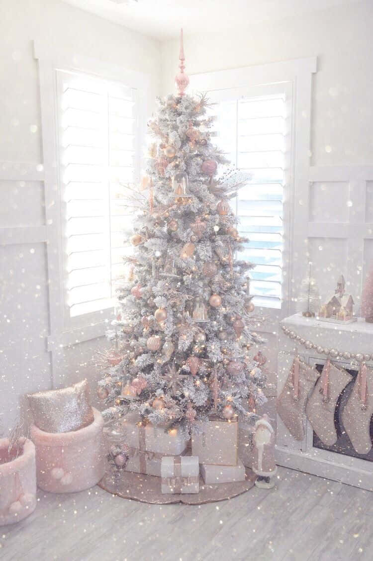 White Christmas Pink Pretty Tree Background