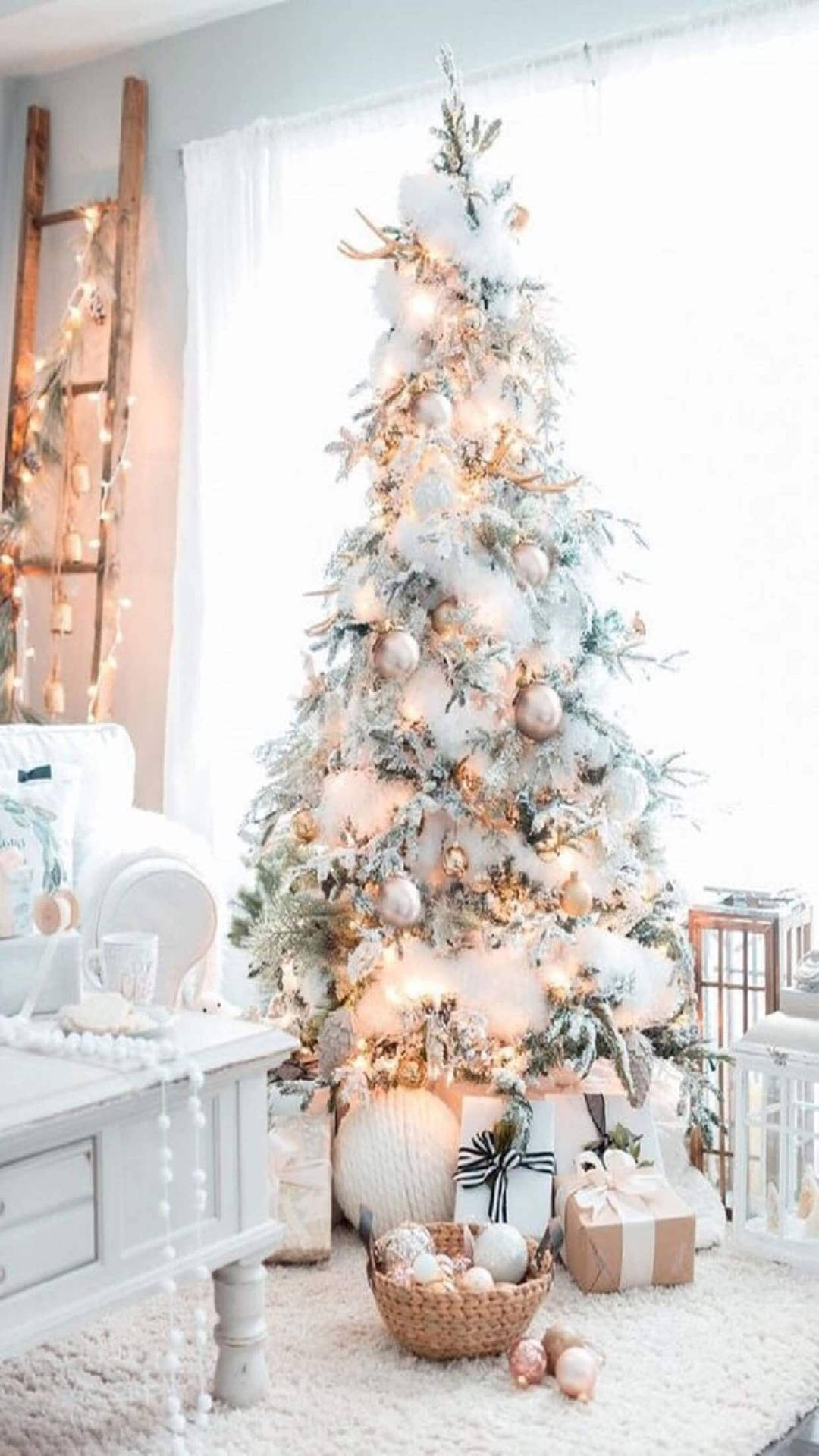 White Christmas Tree Background