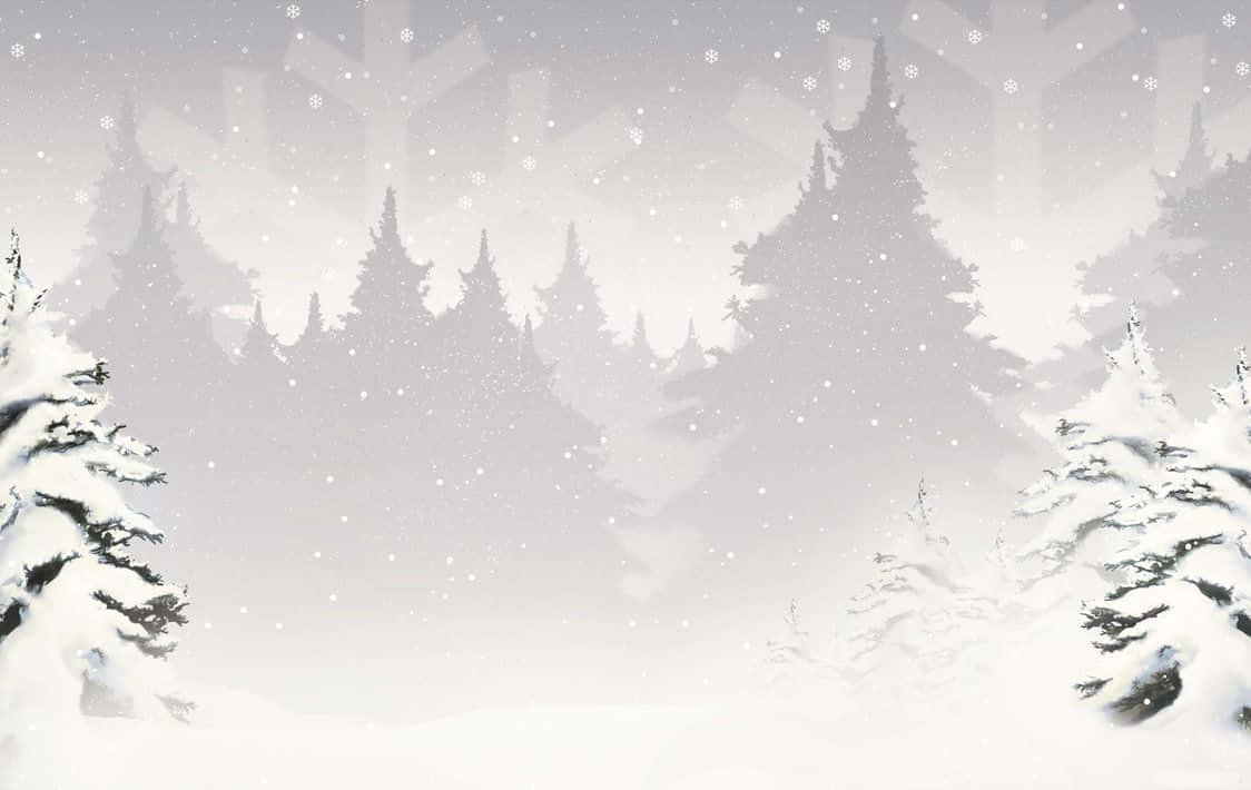 White Christmas Tree Snow Background