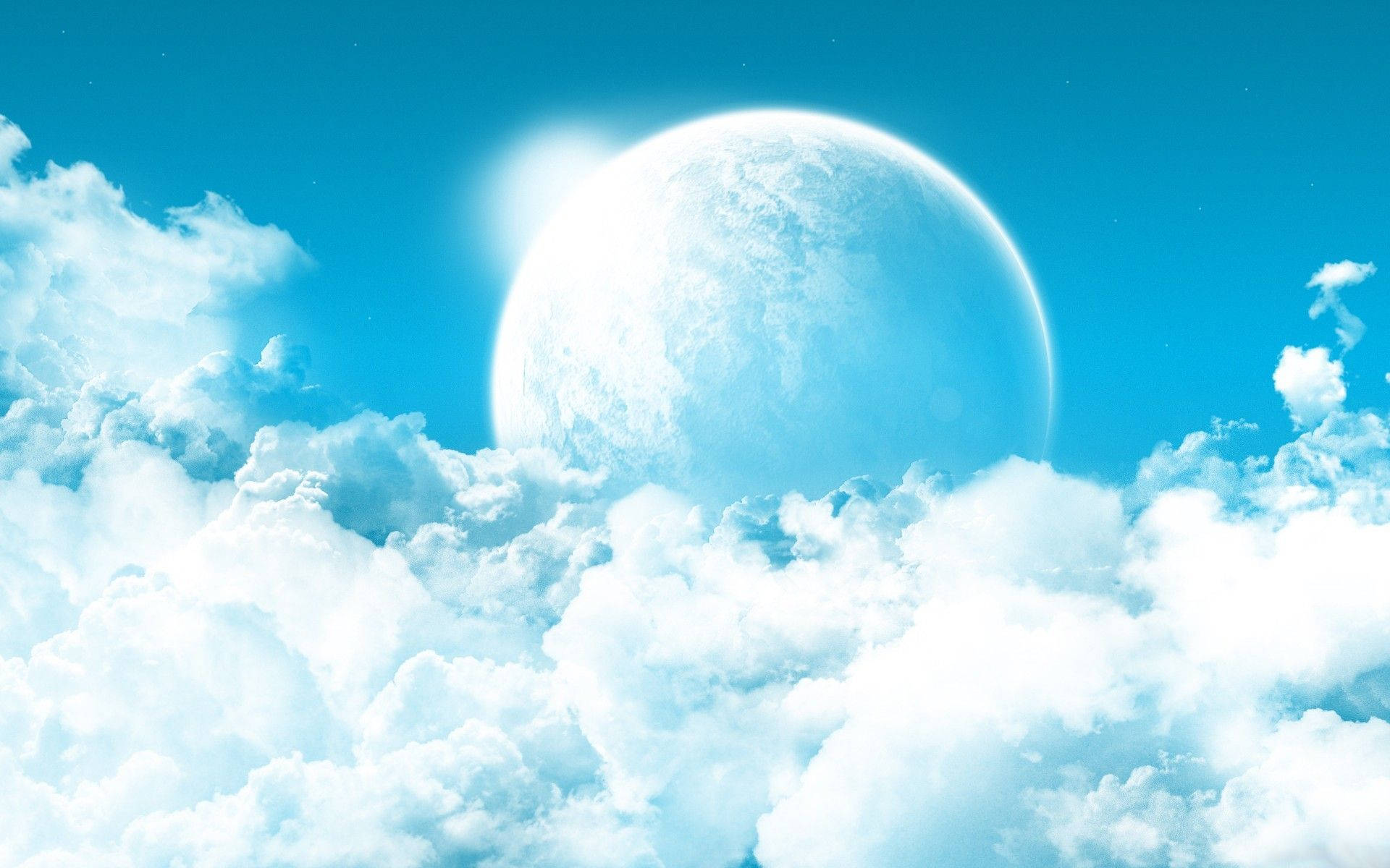 White Cloud And Bright Moon Background