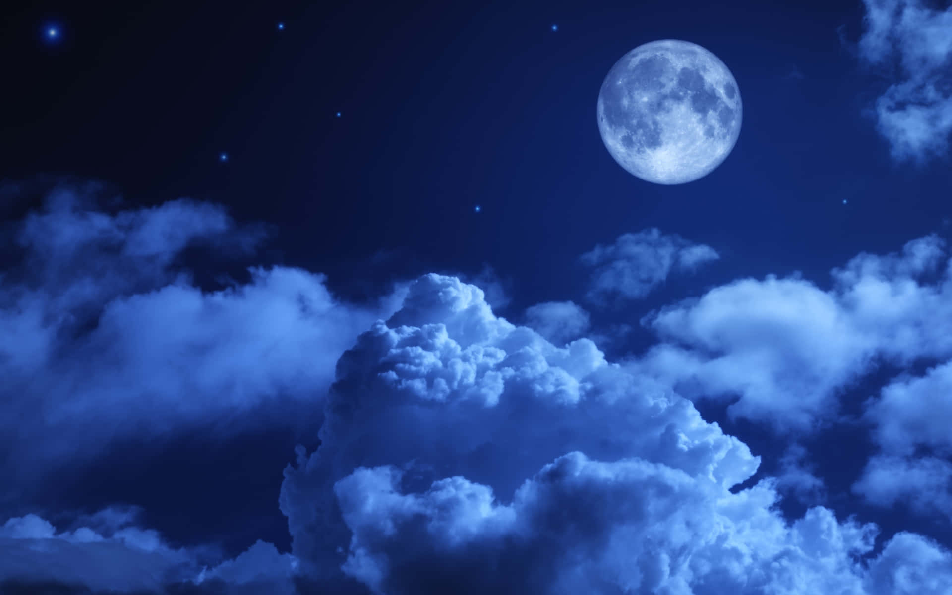 White Clouds With Moon Background