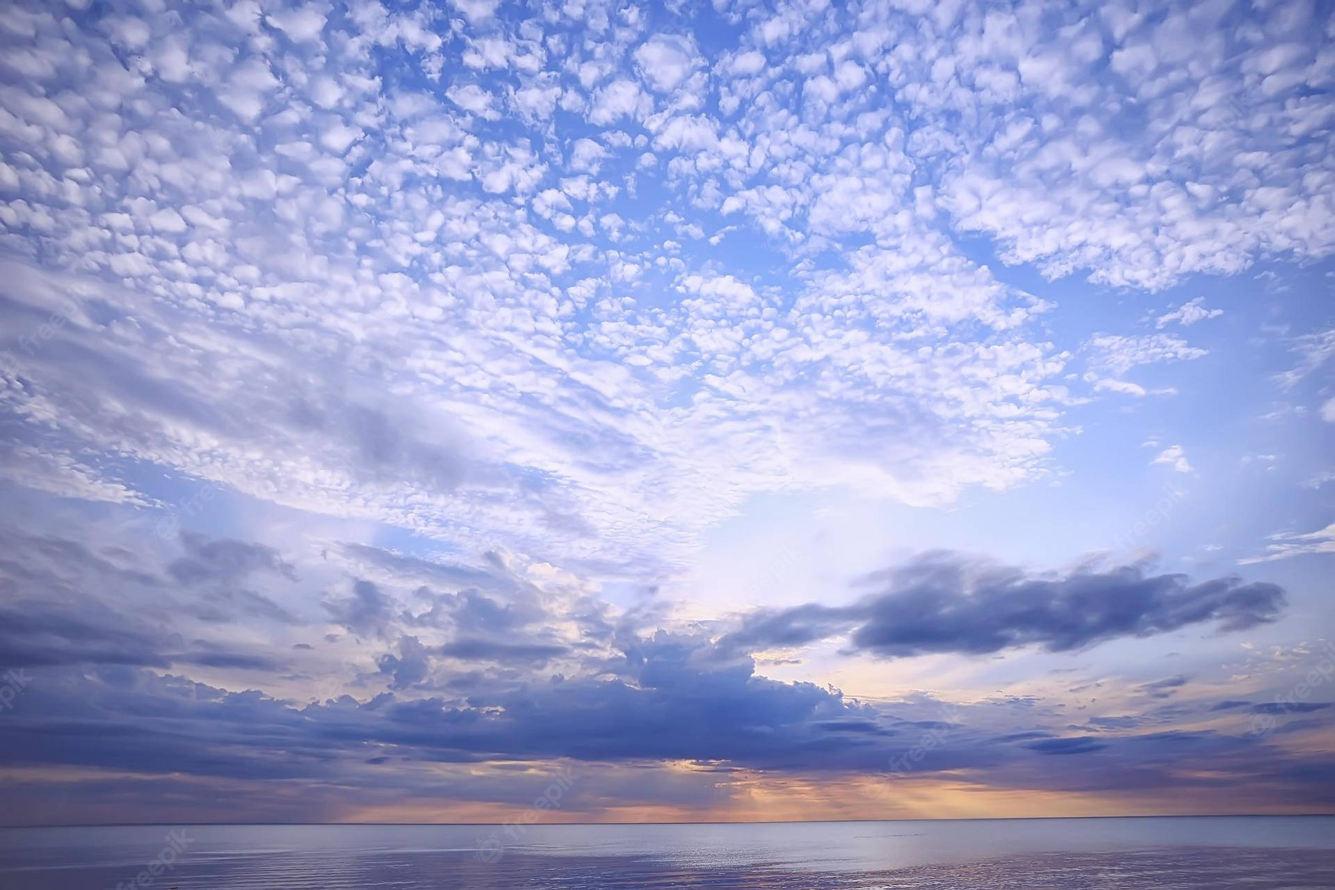 White Clouds With Sunset View Horizon