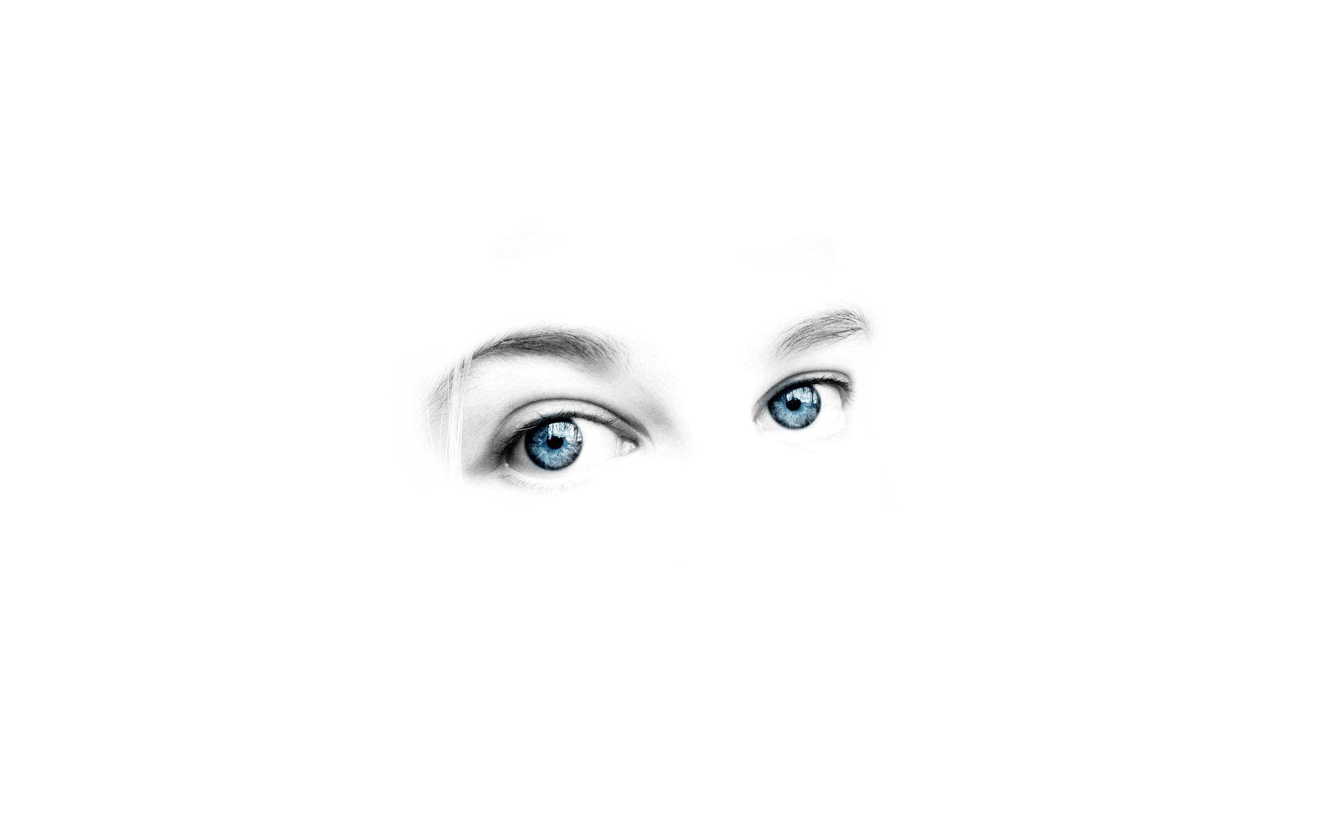White Color With Eyes Background