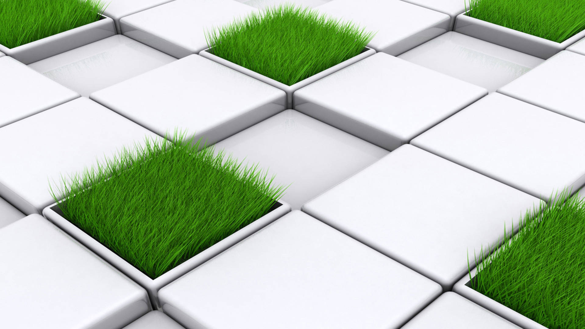 White Cubes With Grass 3d Android Phone Background