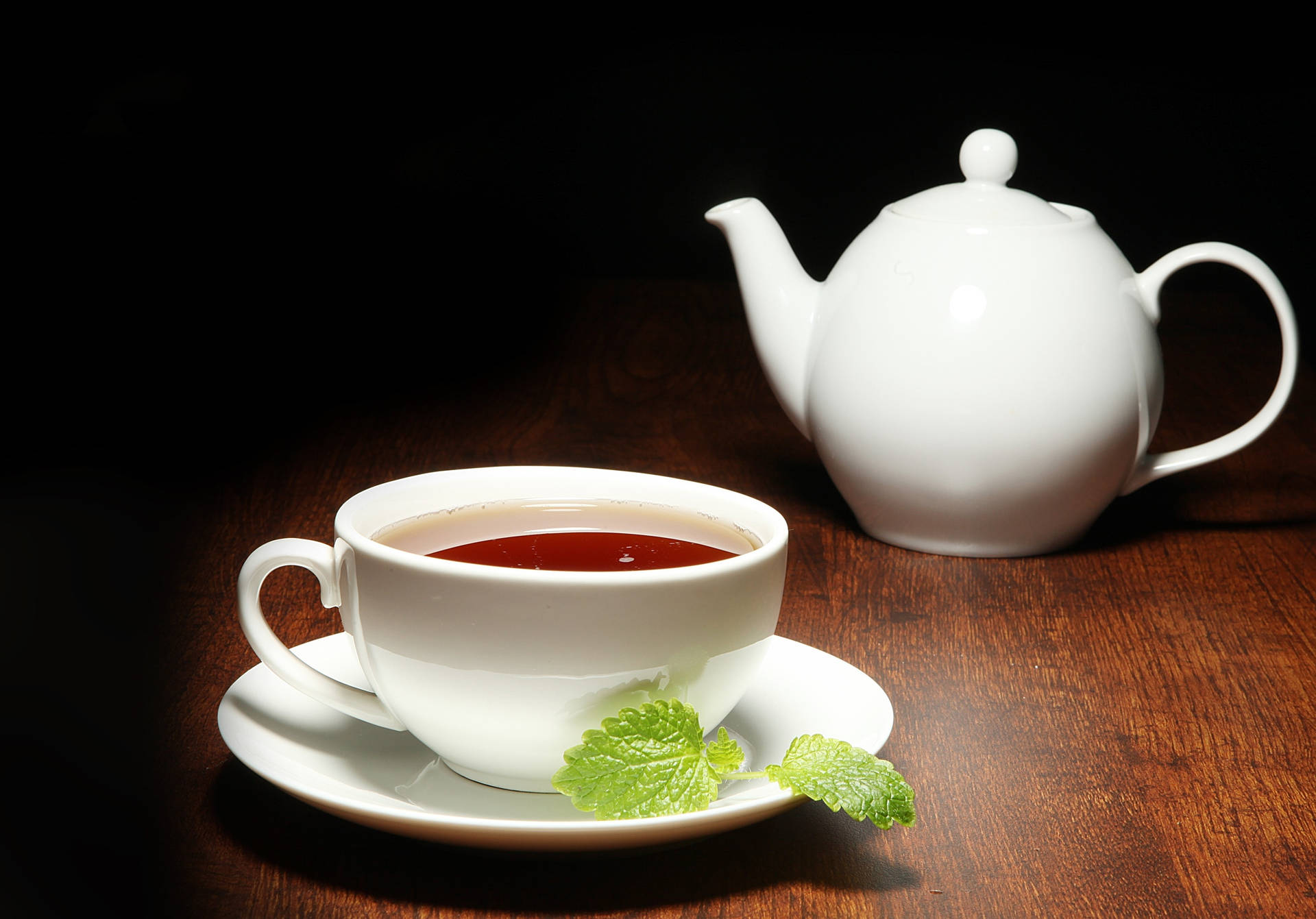 White Cup Of Calming Chamomile Tea Background