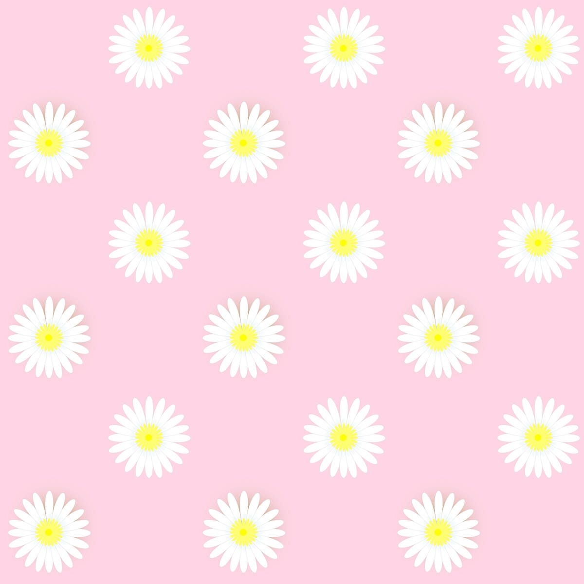 White Daisy Patterned In Pastel Pink Background