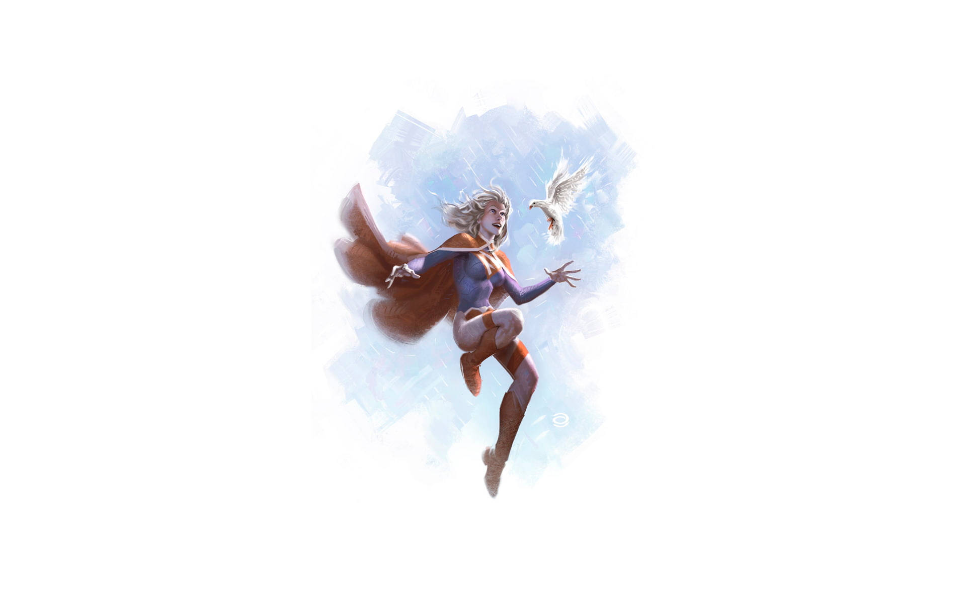 White Dove And Super Girl Background