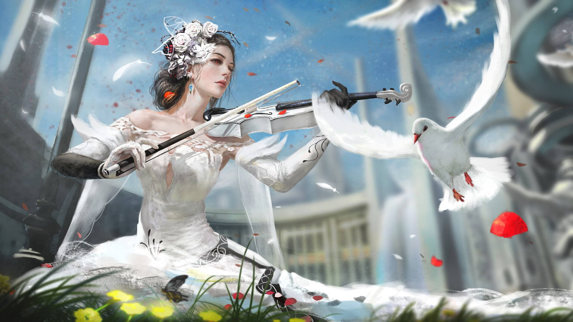 White Dove Digital Art Background