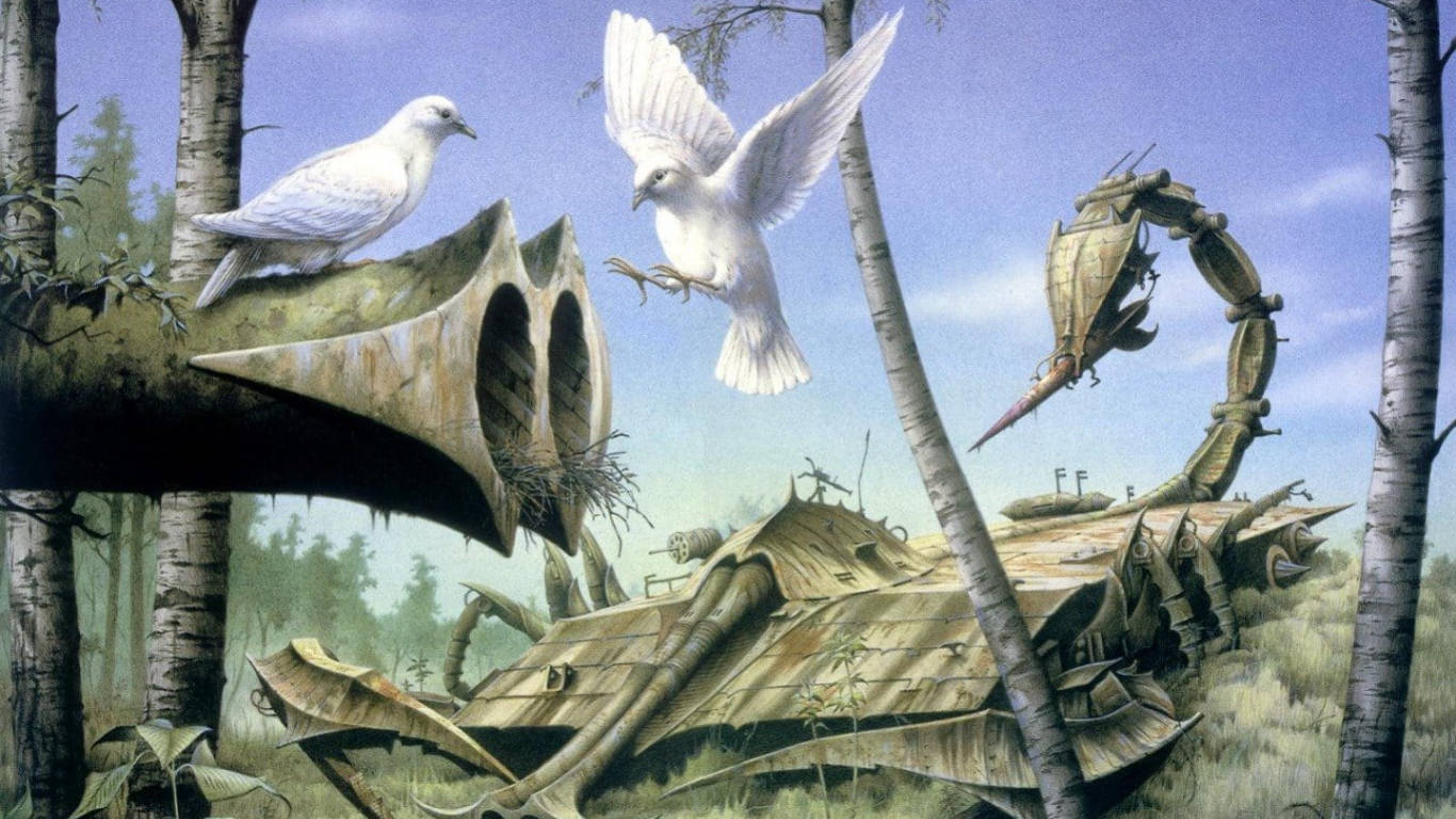 White Doves Artwork Background