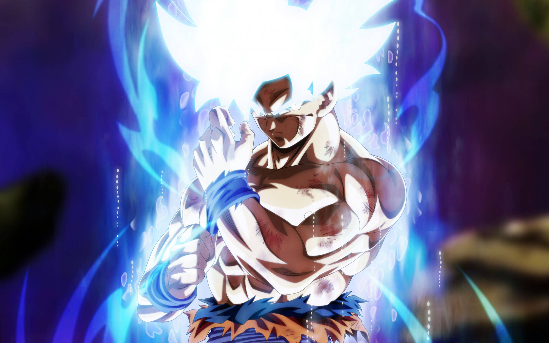 White Energy Goku Dragon Ball Super Background