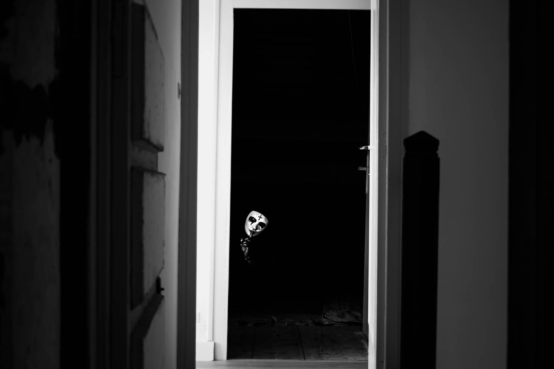 White-faced Paranormal Door Ghost Background