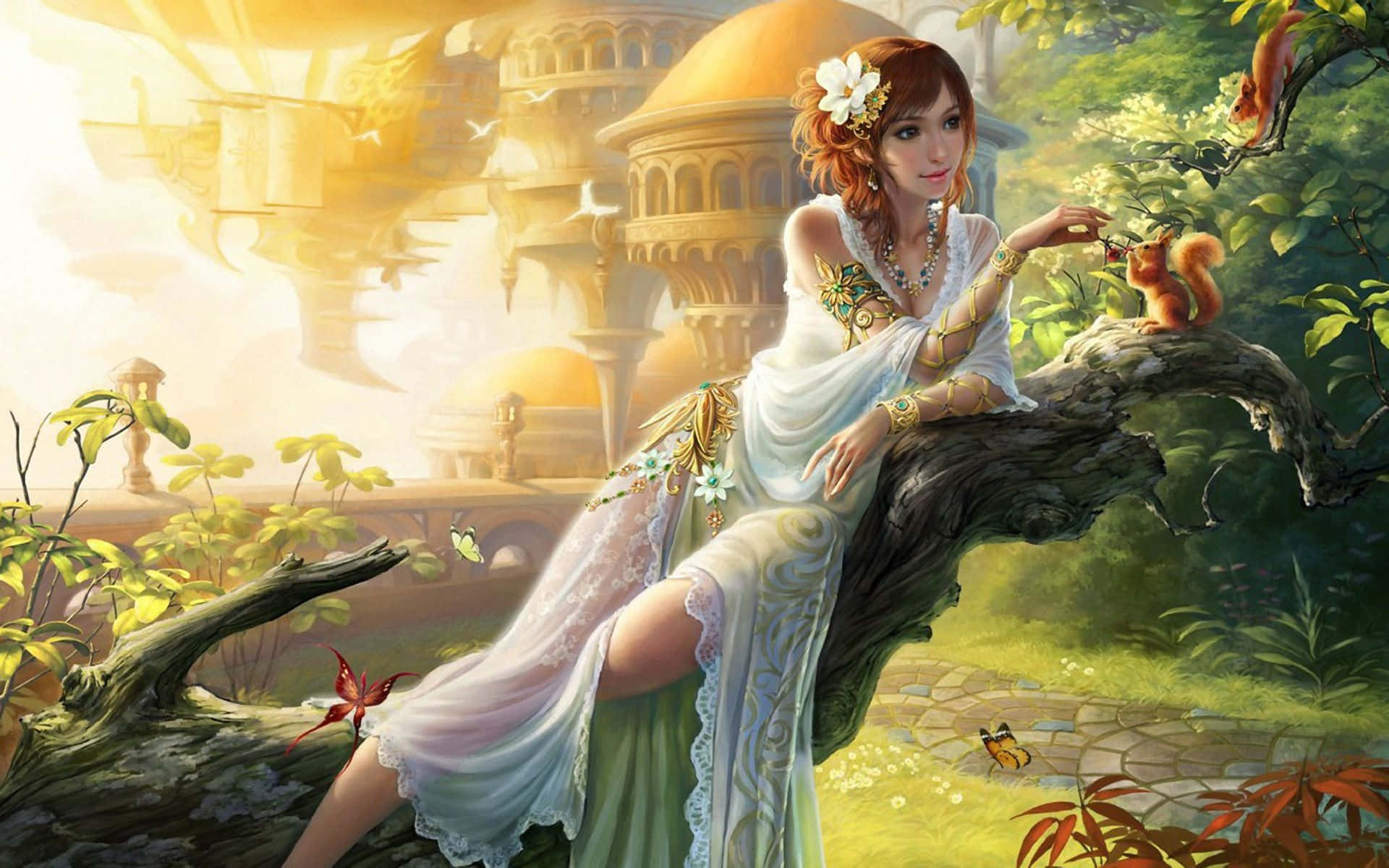 White Fairy Forest Background