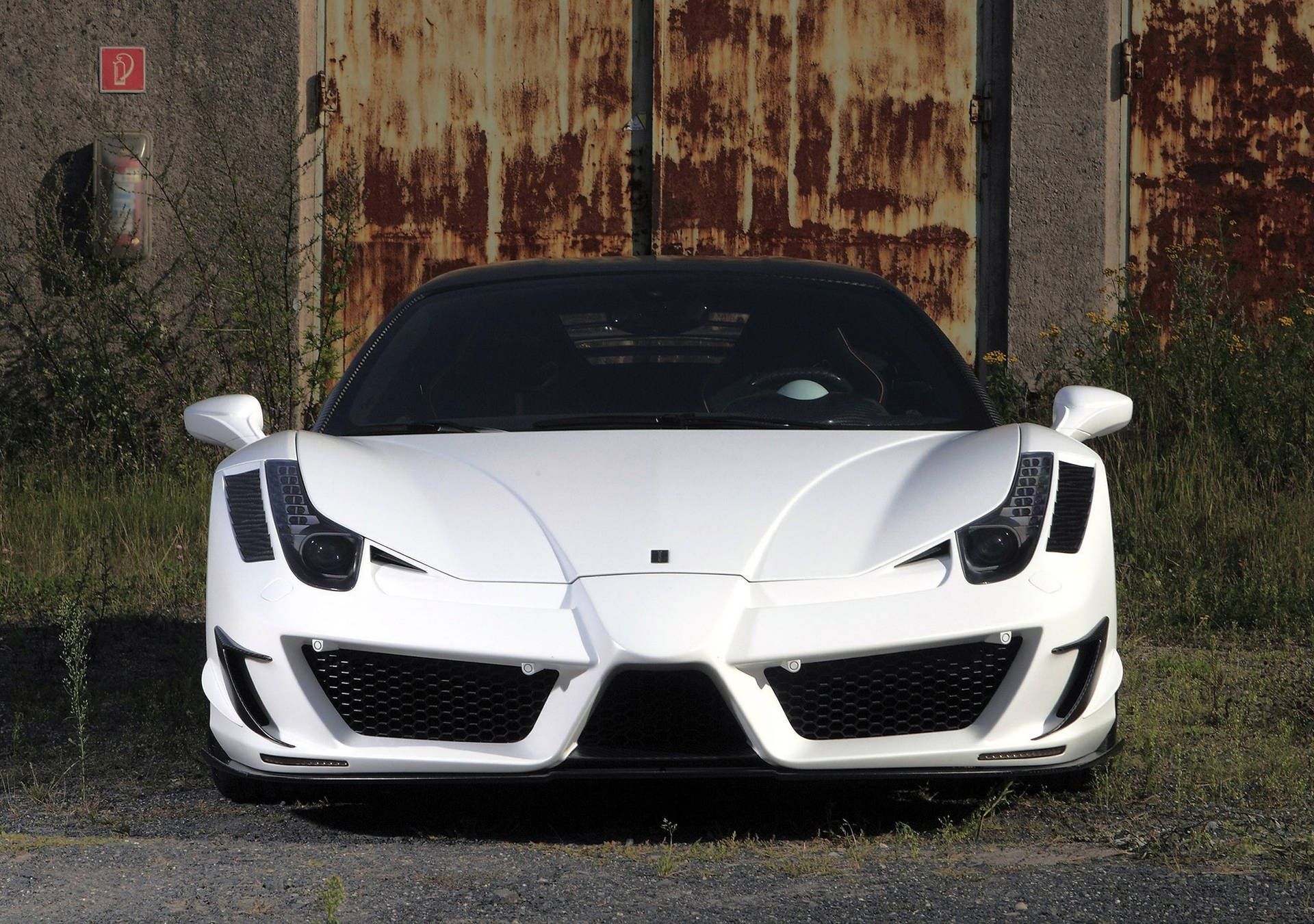 White Ferrari Front View Background