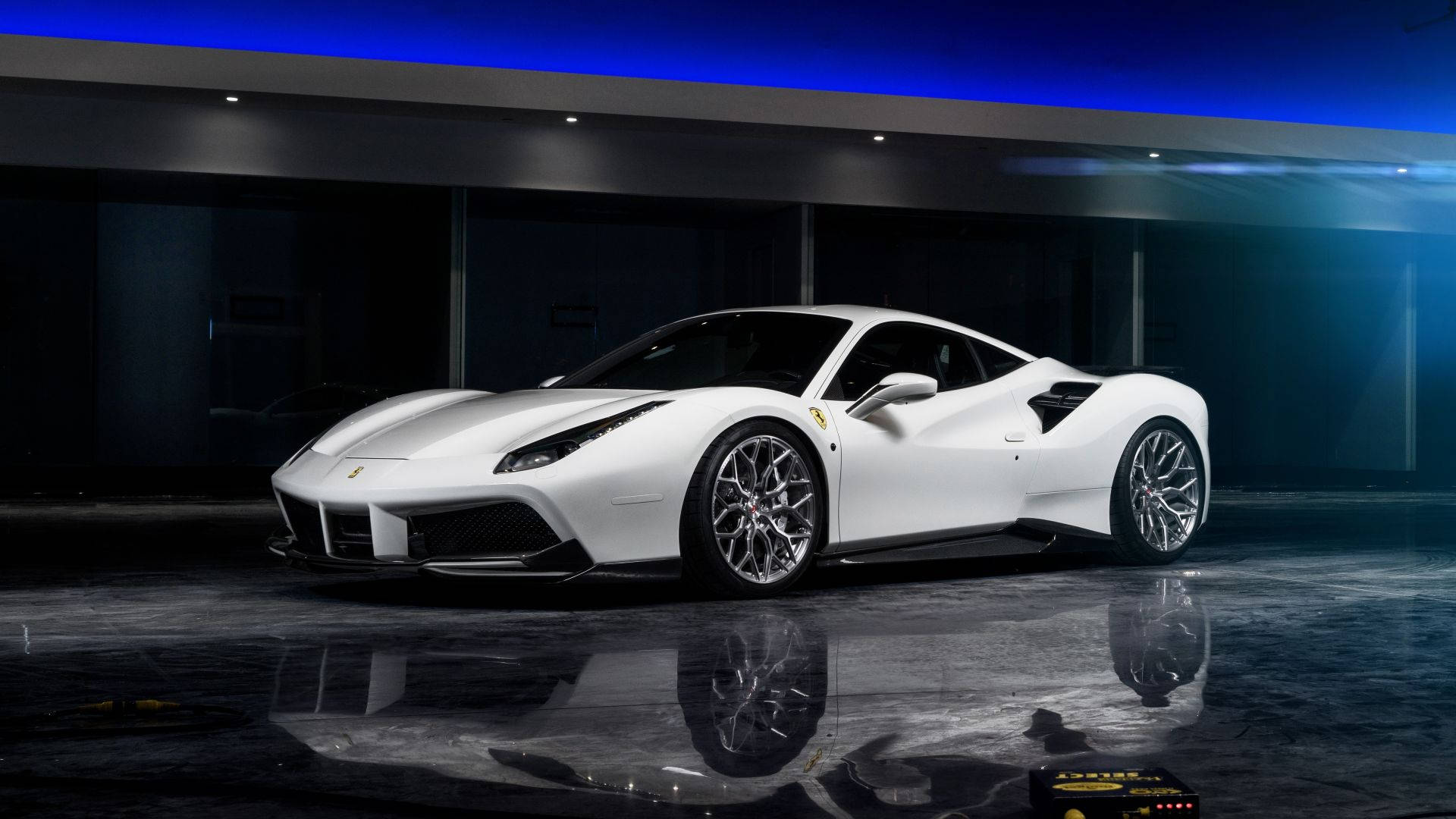 White Ferrari Reflection Background