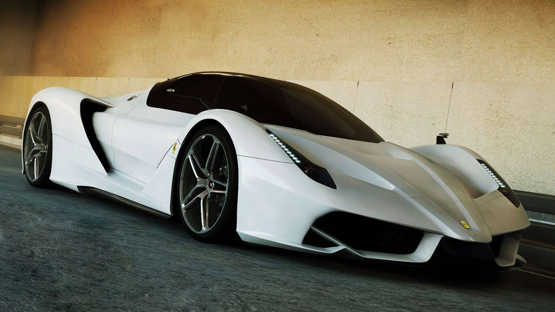 White Ferrari Supercar Background