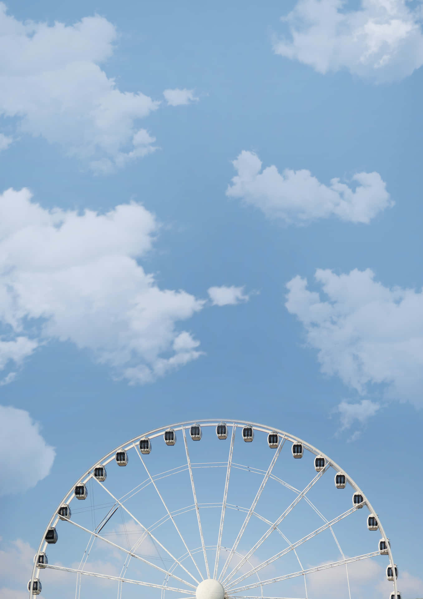 White Ferris Wheel Aesthetic Light Blue Background