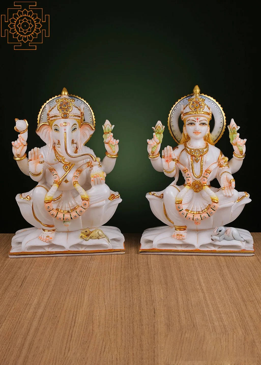White Figurines Ganesh Lakshmi
