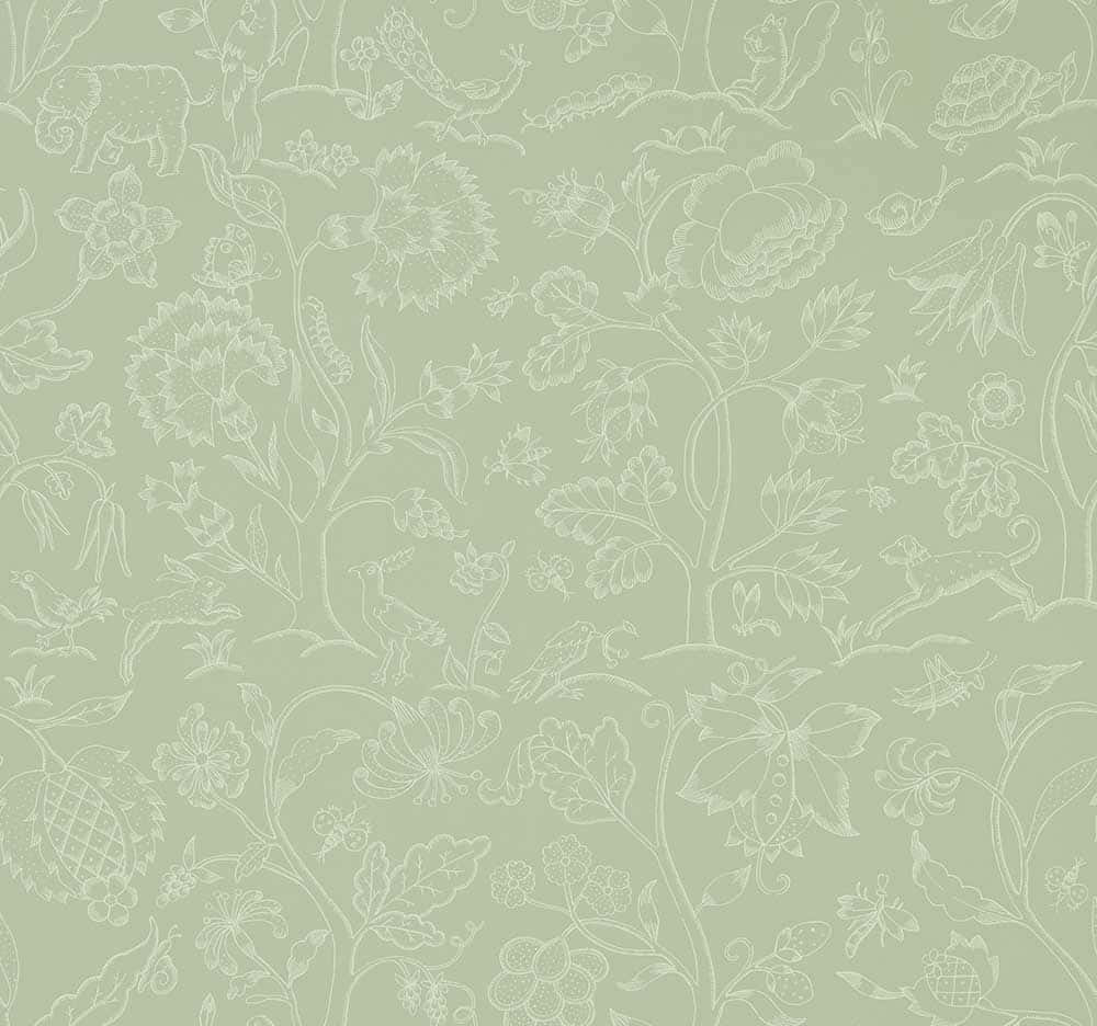White Floral Swirl Sage Aesthetic Background