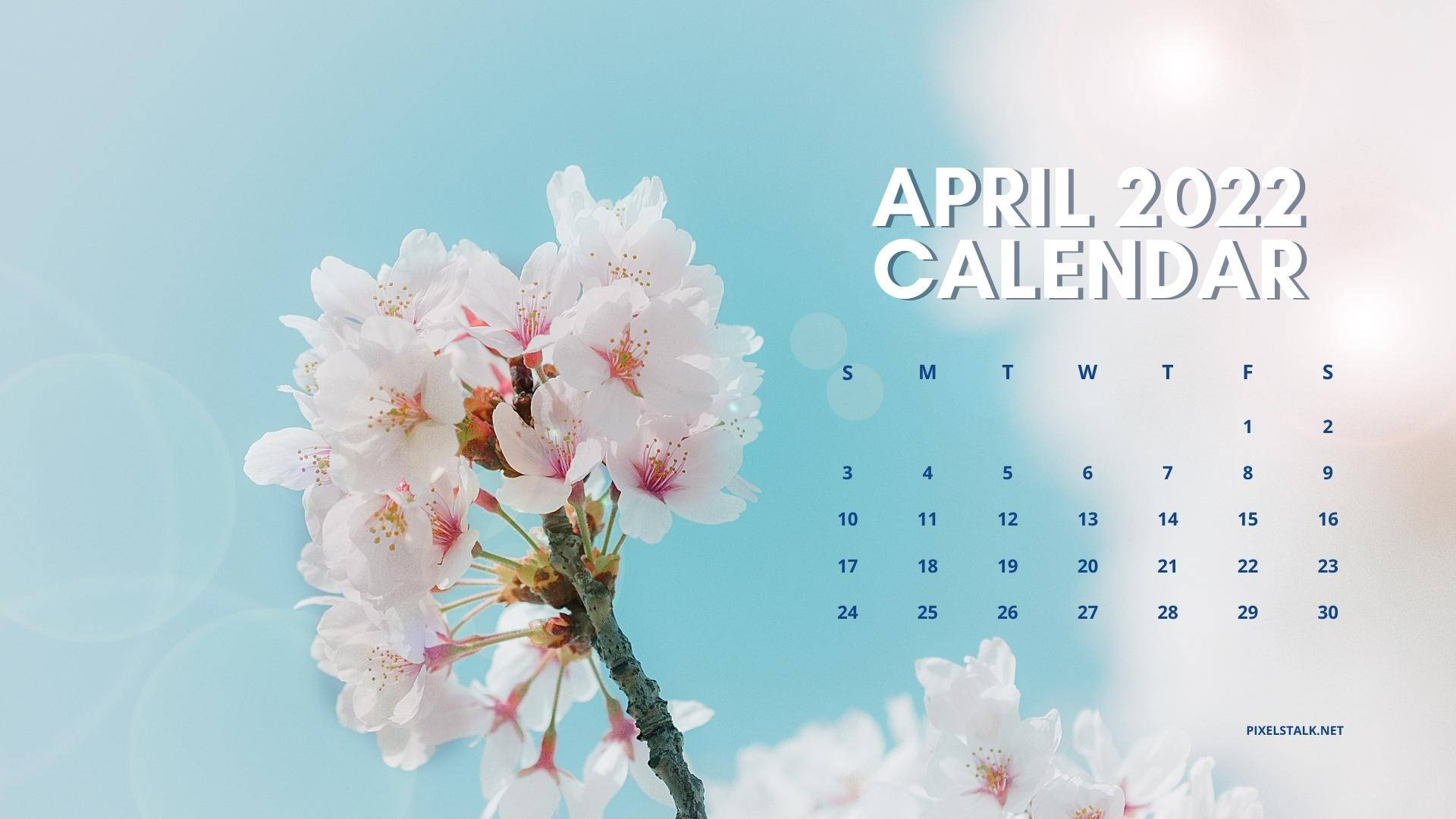 White Flower Sky April 2022 Calendar