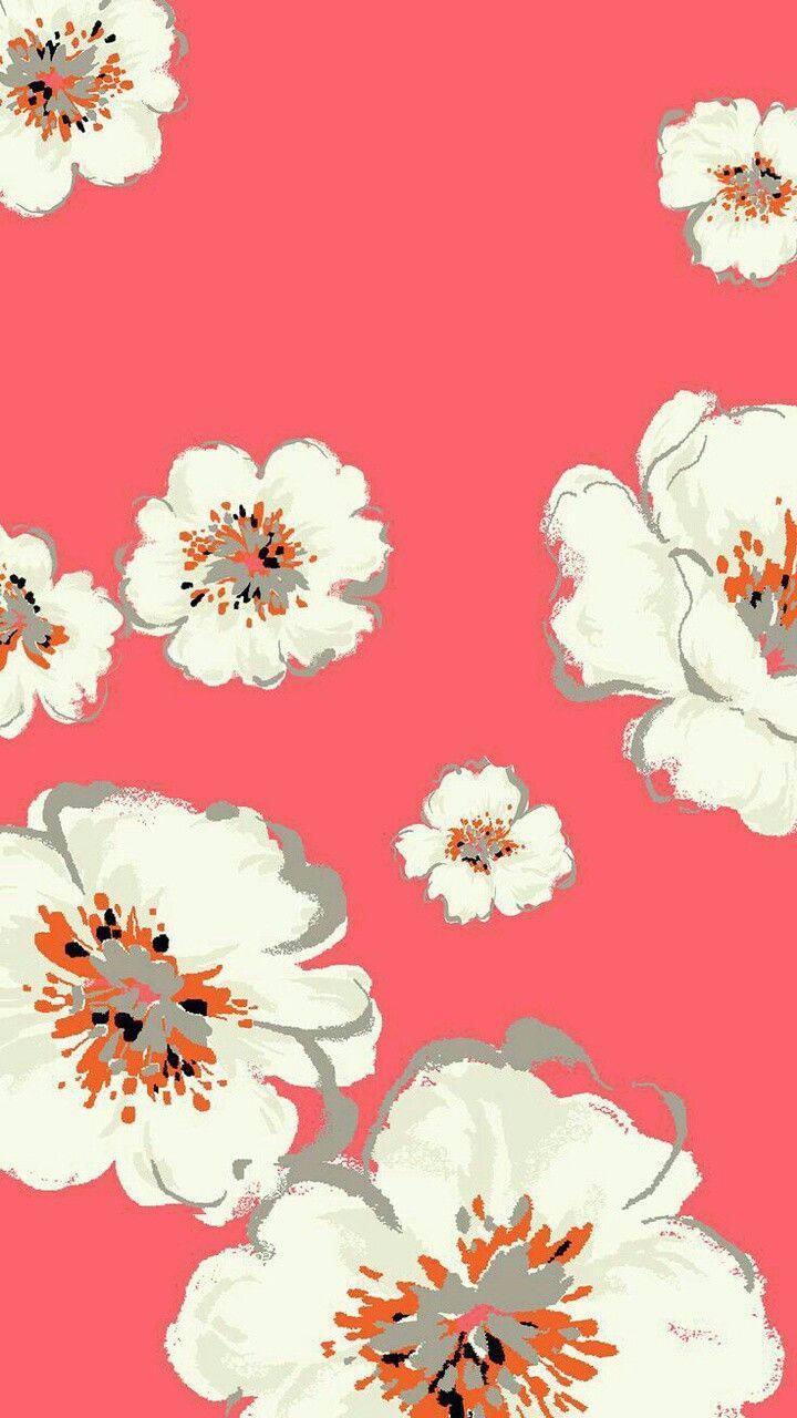 White Flowers Coral Pink