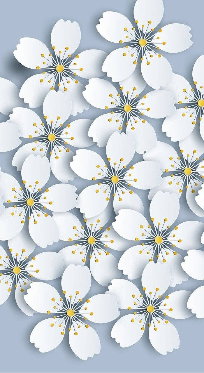 White Flowers Sakura Cut-out