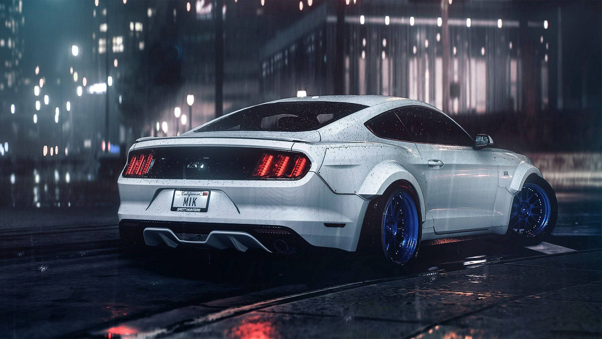 White Ford Mustang Gt 2016 Background