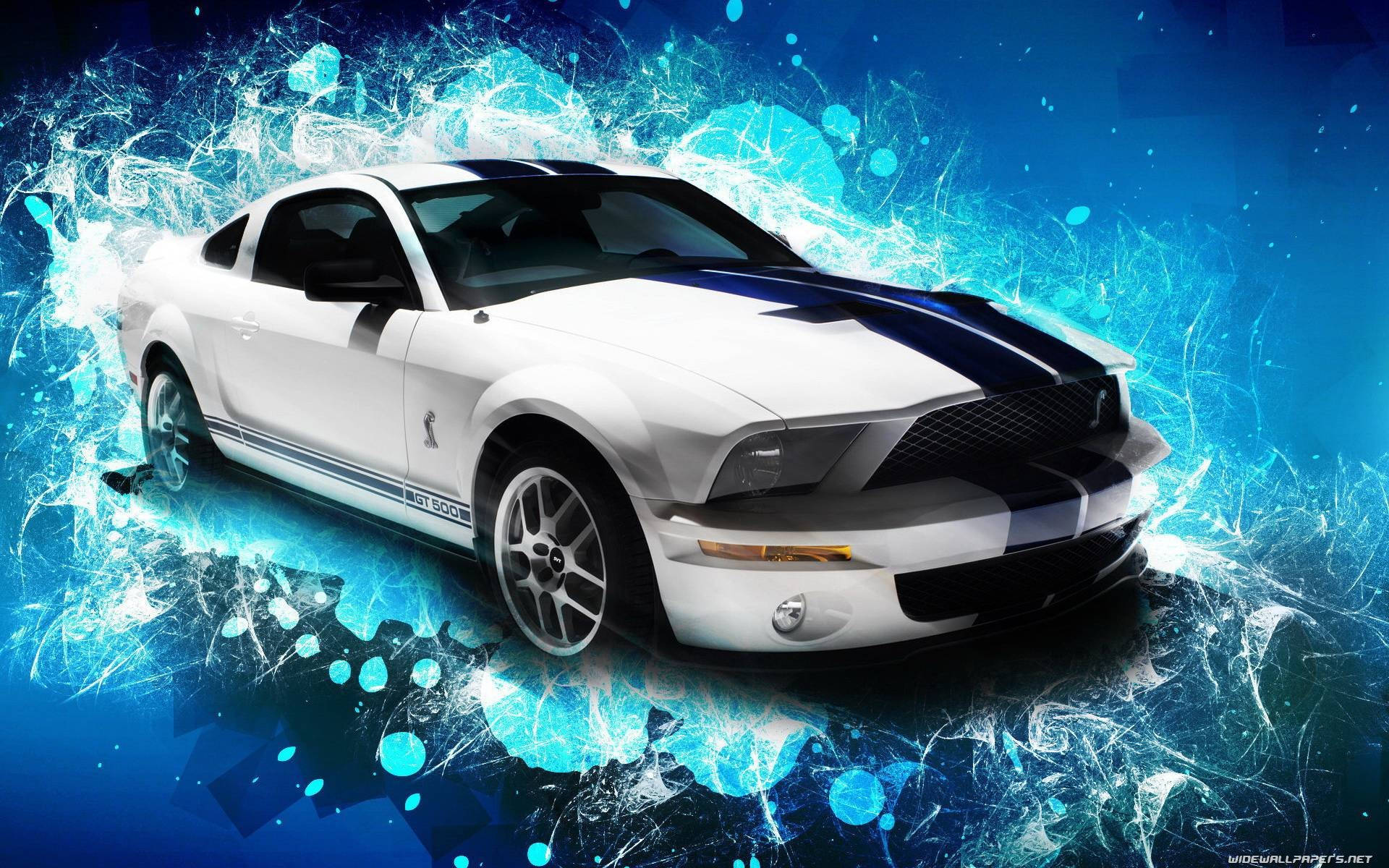 White Ford Mustang Hd Blue