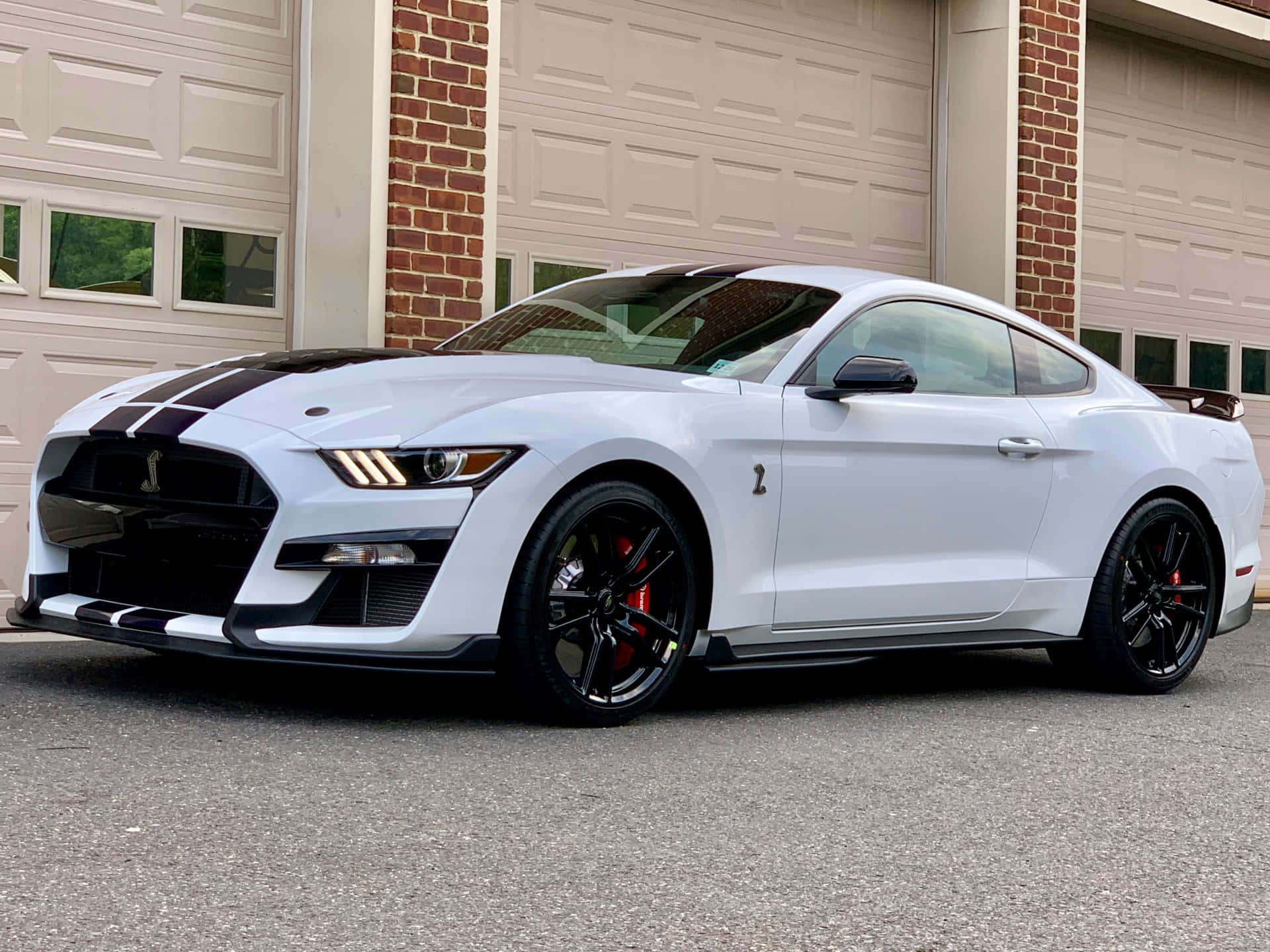 White Ford Mustang Shelby G T500 Parked
