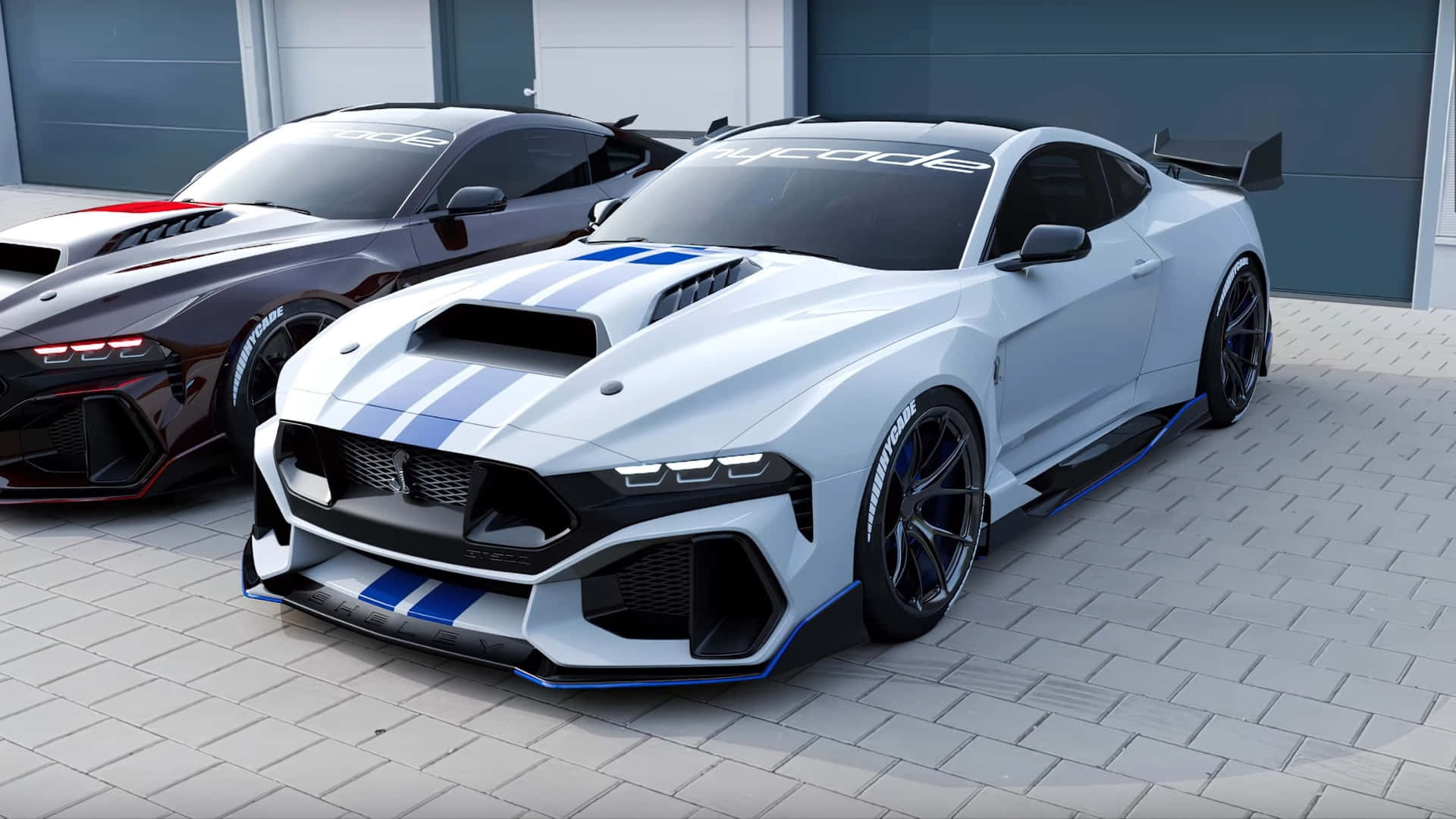 White Ford Mustang Shelby G T500 Showcase Background