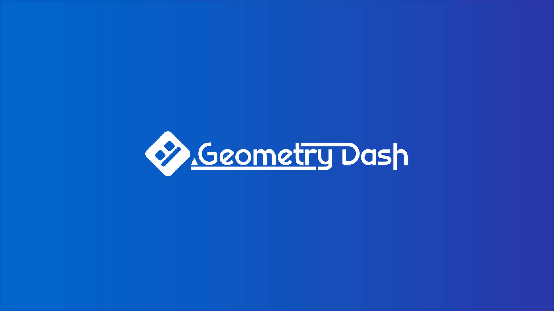 White Geometry Dash Logo On Blue Background