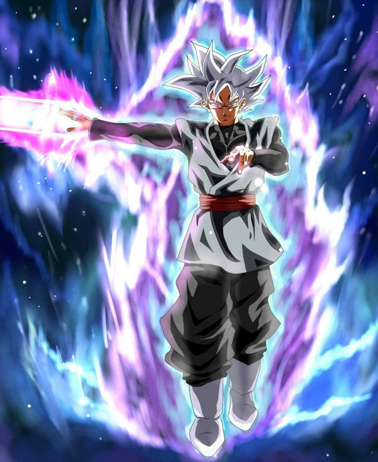 White-haired Black Goku Phone Background