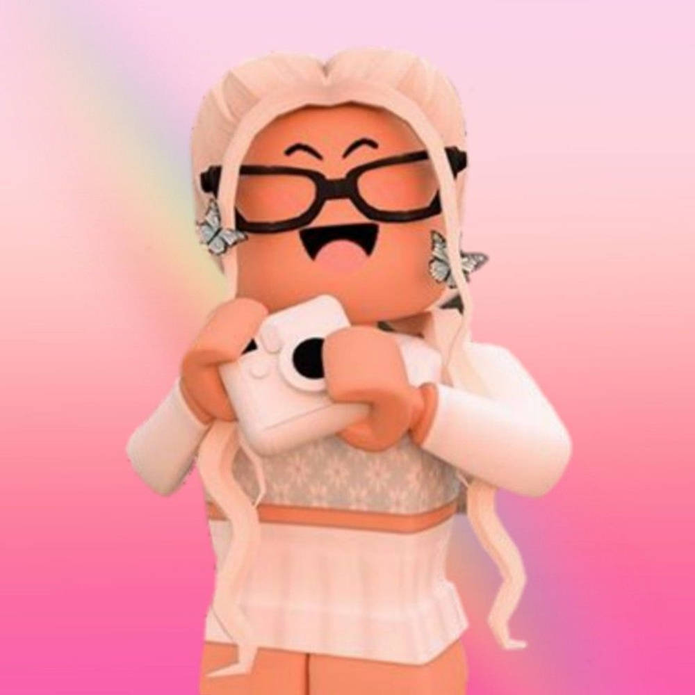 White-haired Cute Roblox Girl Background