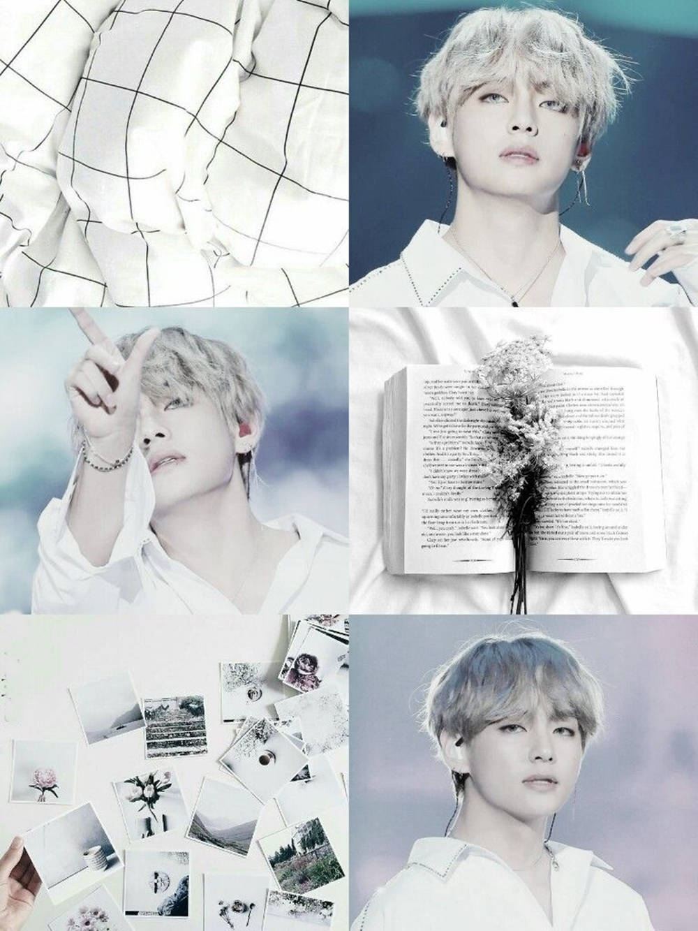 White-haired Kim Tae-hyung Aesthetic Background