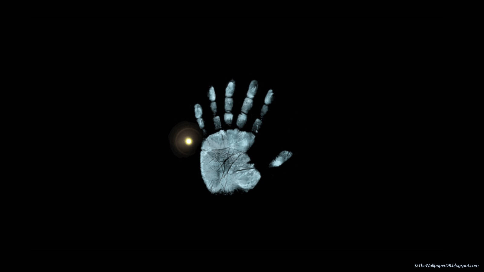 White Handprint On Dark Screen Background