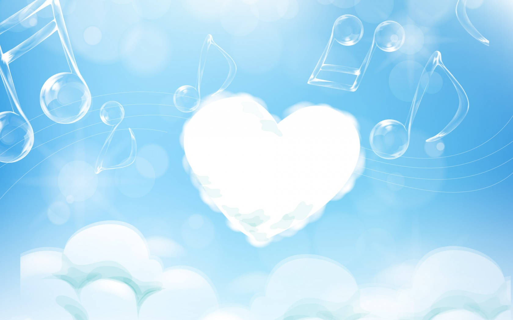 White Heart Cloud Musical Note Background