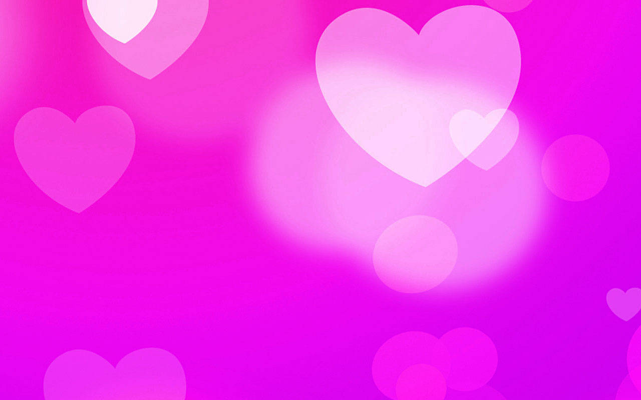 White Hearts On Pink Background