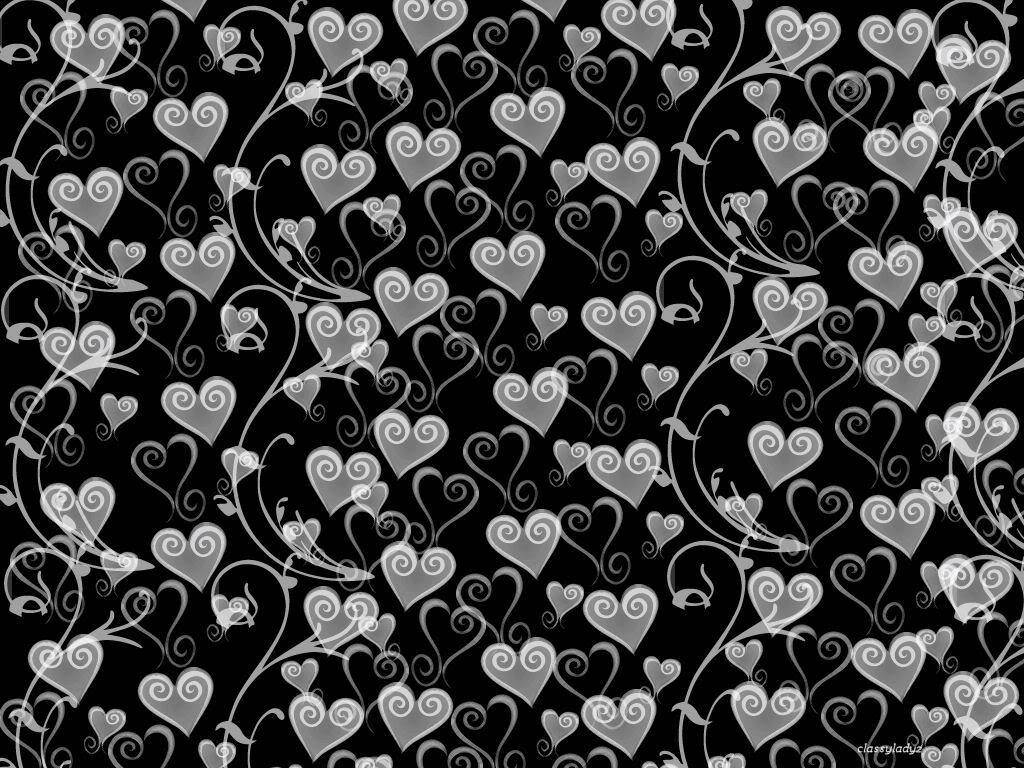 White Hearts With Curve Patterns Background
