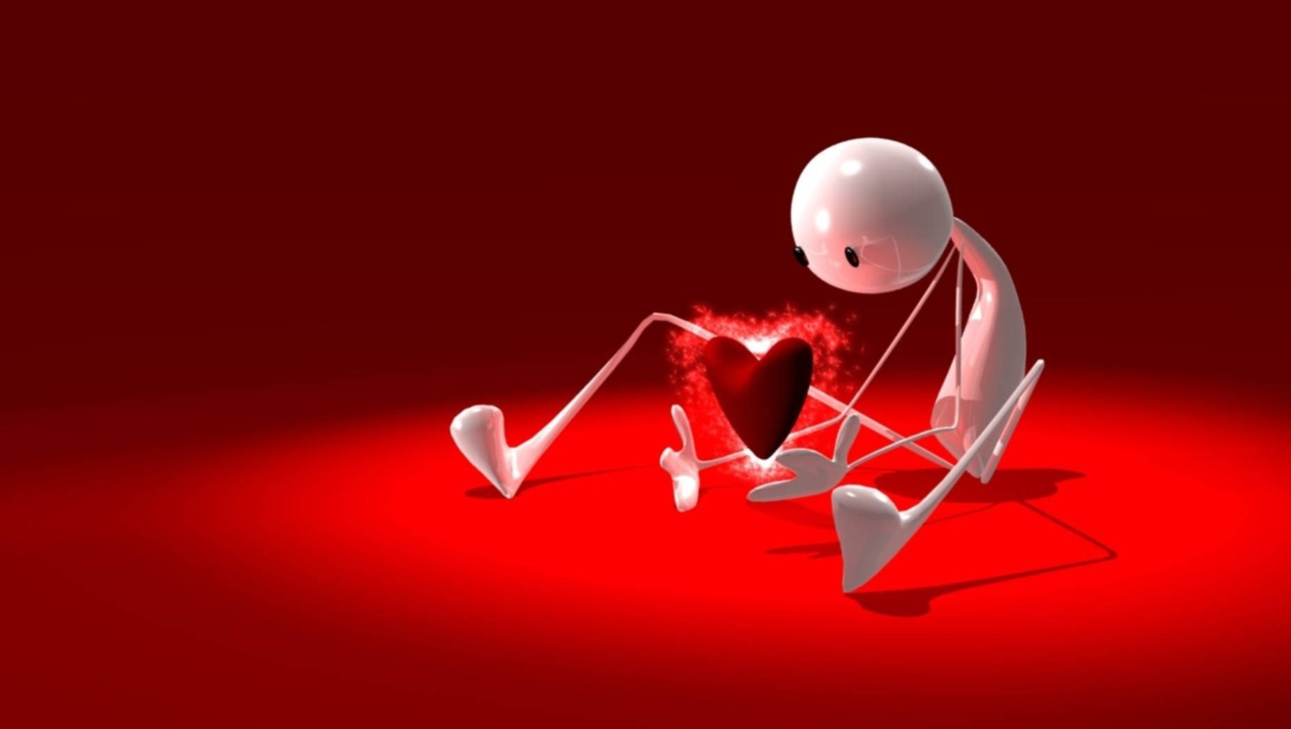 White Human Robot With Heart 3d Animation Background