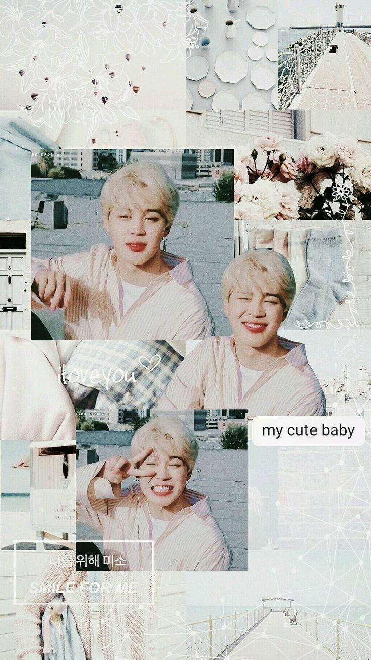 White Jimin Aesthetic Collage Background
