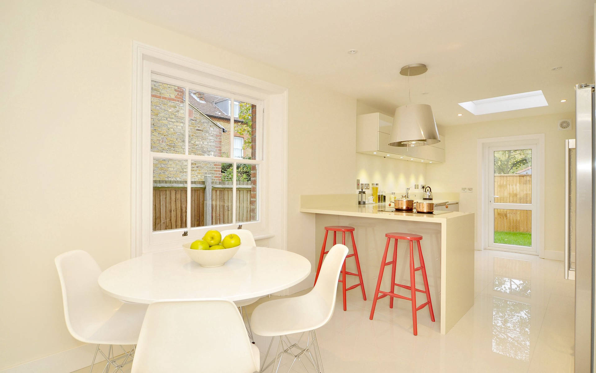 White Kitchen Background With Stools Background