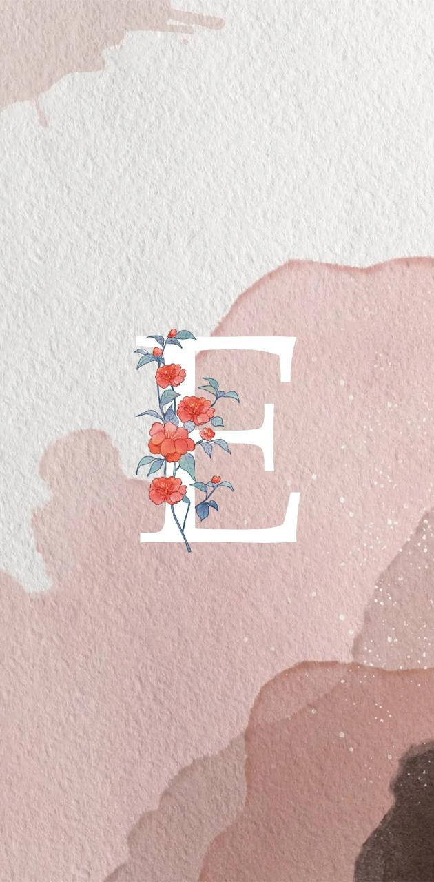 White Letter E With Flower Background