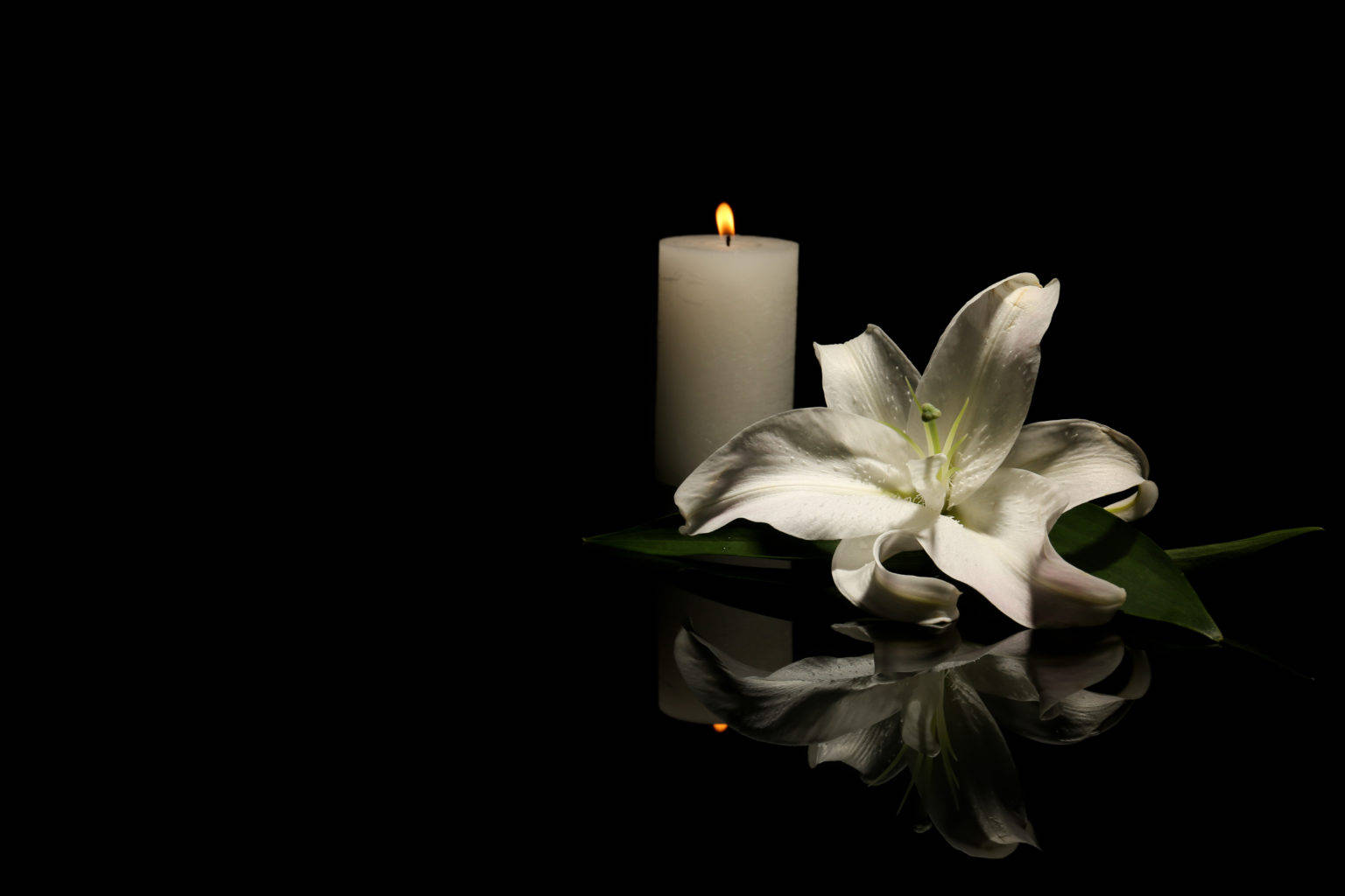 White Lily And Candle Condolence Background