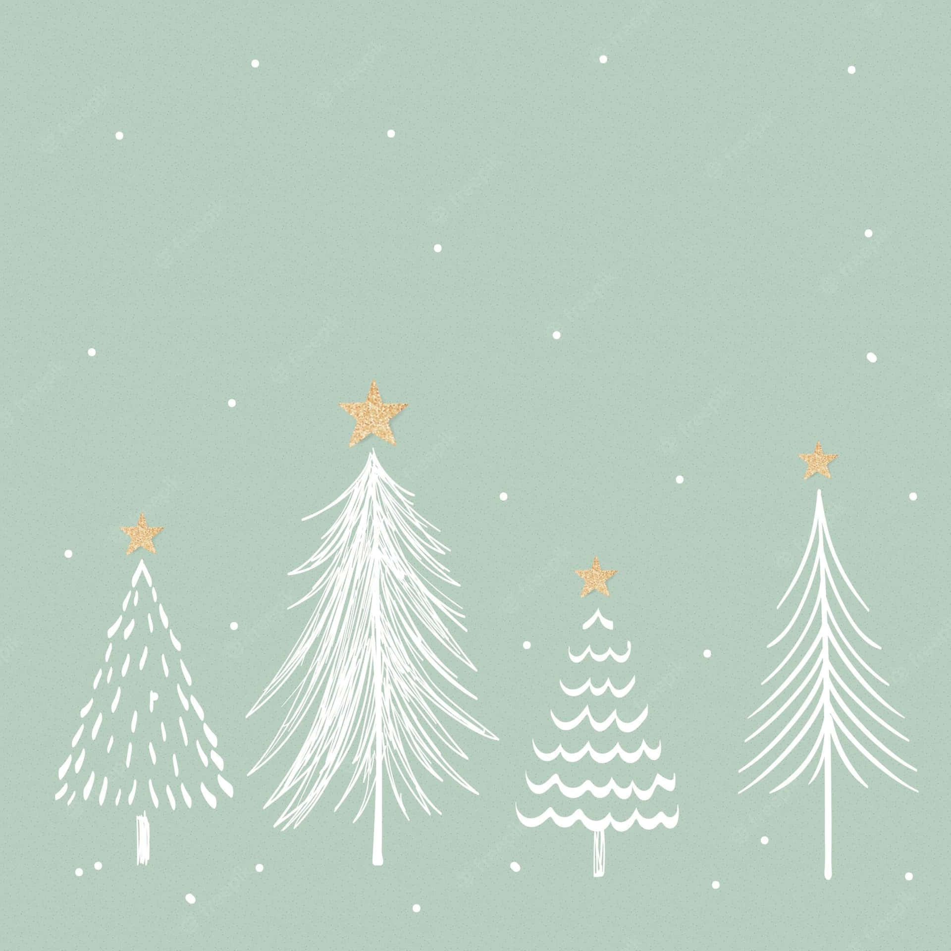 White Line Simple Aesthetic Cute Christmas Trees
