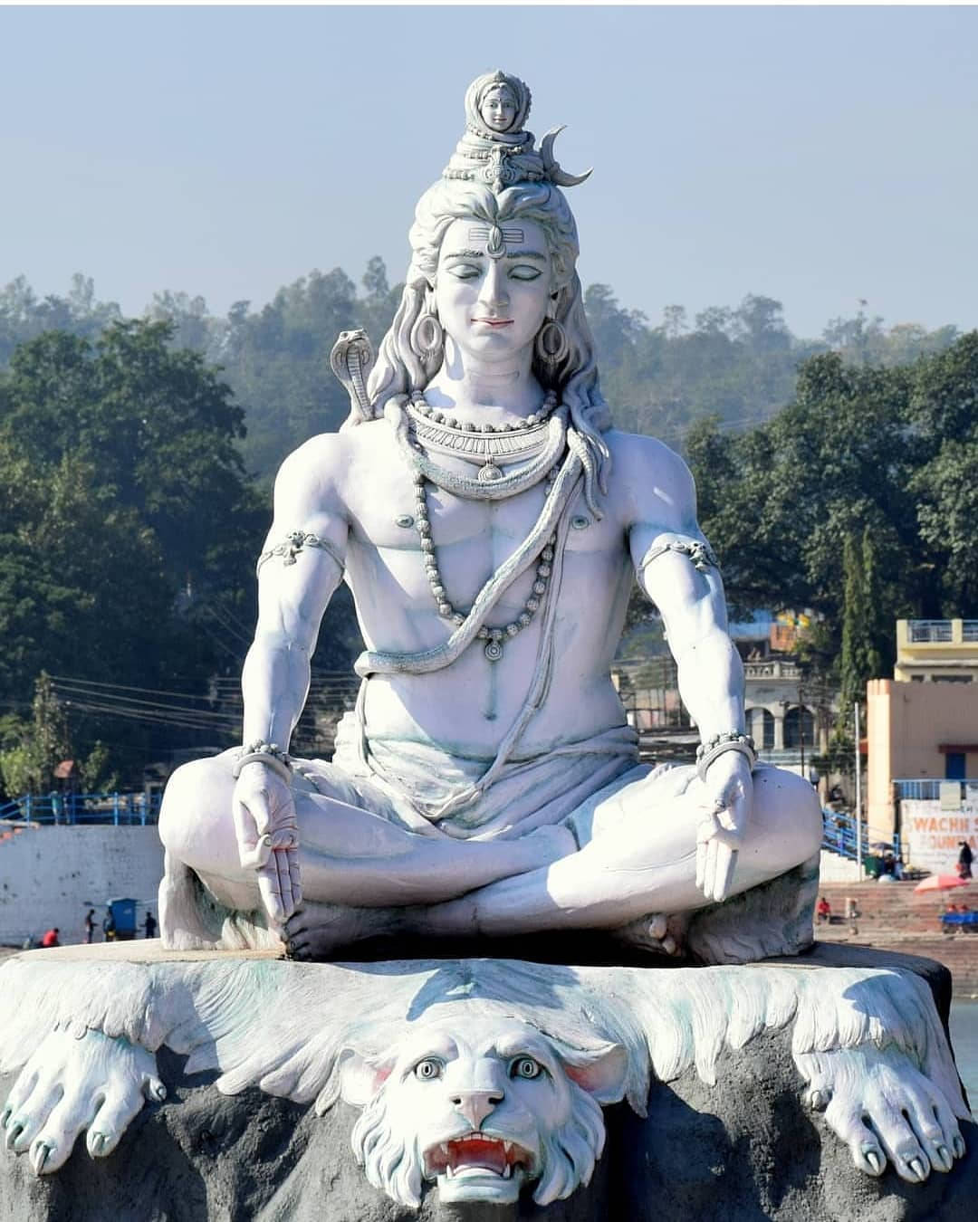 White Lord Shiva Sculpture Background